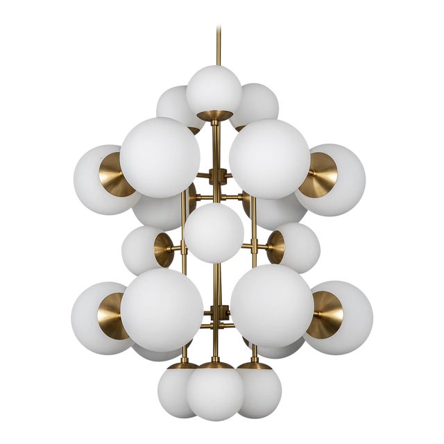 Schwung Globe Linear Chandelier, 21-Light, Brass Lbb, Black Gunmetal, Polished Nickel For Sale