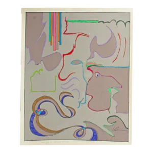 “Homage to Black Hawk” Abstract Mixed Media Painting by Harry Hilson