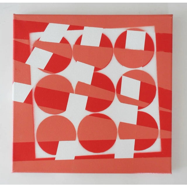 Contemporary Abstract Color Block Red White Painting For Sale - Image 4 of 4