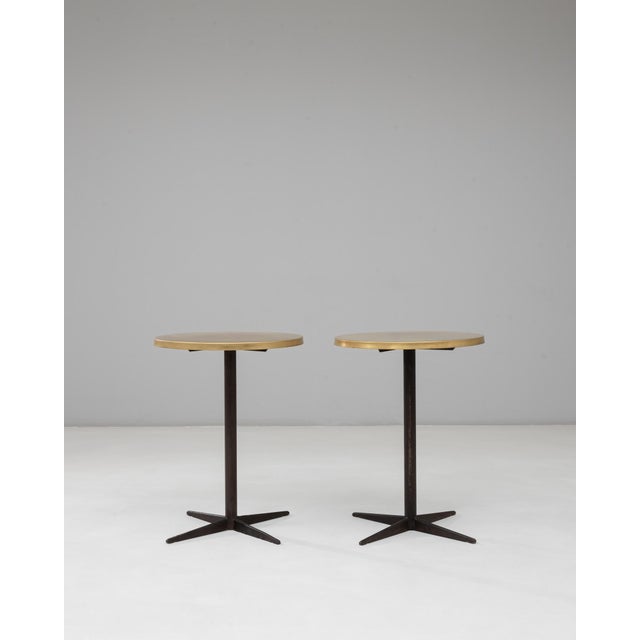 1970s French Iron Bistro Tables With Brass Tops - A Pair For Sale - Image 16 of 18
