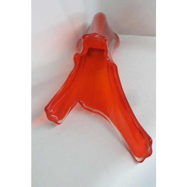 Viking Glass Three Foil Persimmon Swung Vase Mid Century Large Floor Art 4754b For Sale - Image 10 of 18