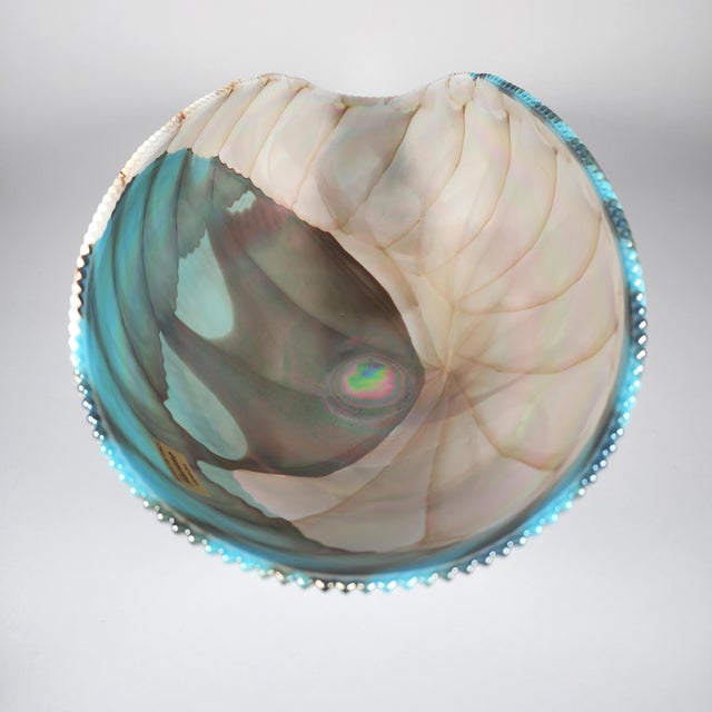 Murano Art Glass Shell Bowl Venice Centerpiece Iridescent Italy Handmade For Sale - Image 10 of 14