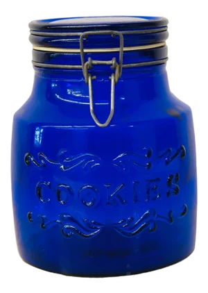1970s Vintage Italian Cobalt Blue Glass Cookie Jar