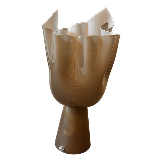 Milky-Beige Murano Style Glass Table Lamp by Simoeng For Sale