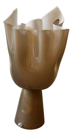 Milky-Beige Murano Style Glass Table Lamp by Simoeng
