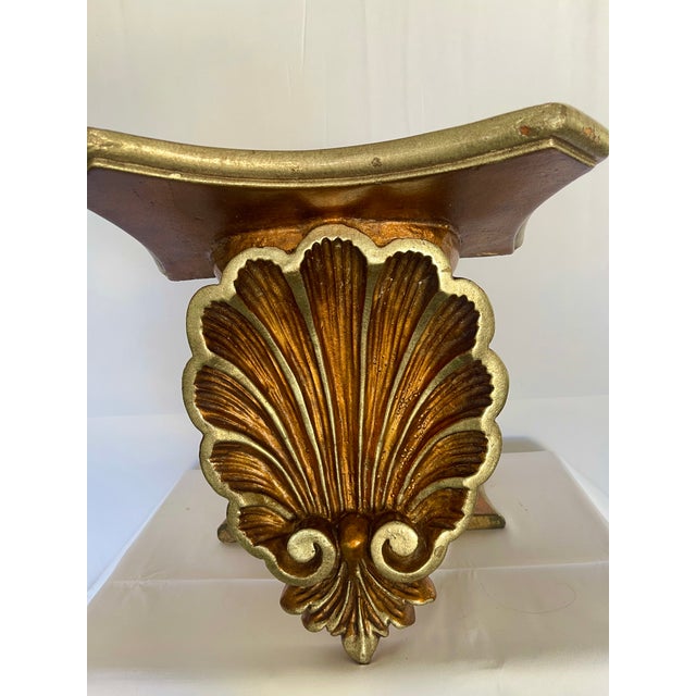 Wood Vintage Florentine Large Shell Wall Brackets, Italy, a Pair For Sale - Image 7 of 15