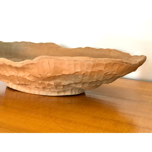 Late 20th Century Large Vintage Brutalist Terracotta Oval Centerpiece Bowl For Sale - Image 5 of 10