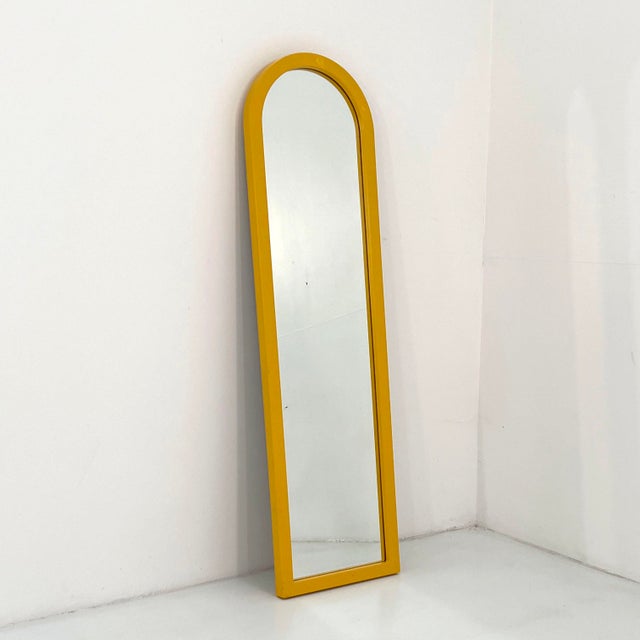 Glass Yellow Frame Mirror by Anna Castelli Ferrieri for Kartell, 1980s For Sale - Image 7 of 8