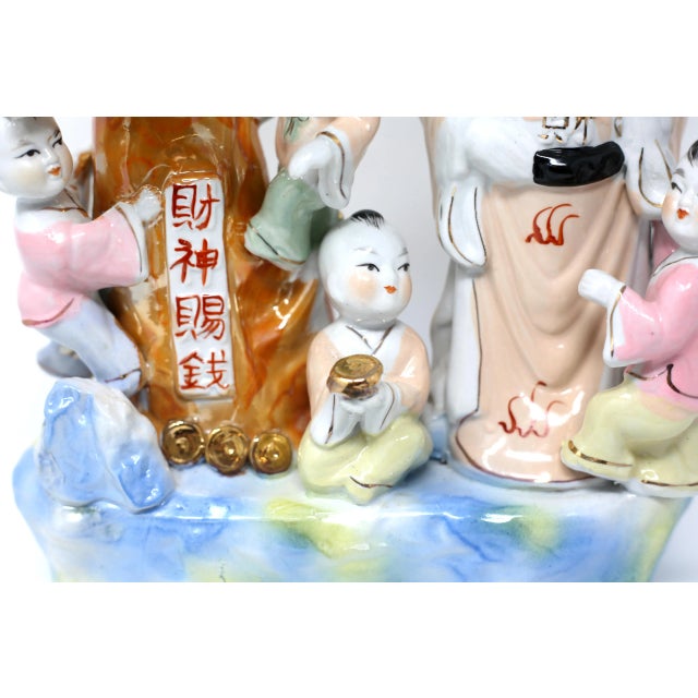 1980s Hand-Painted Ceramic Chinese Feng Shui Prosperity Fertility Figure For Sale - Image 5 of 12