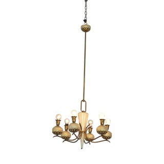 Murano Glass and Brass Chandelier from Barovier & Toso, 1950s For Sale