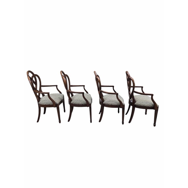Ethan Allen Vintage Ethan Allen Mahogany Dining Armchairs With Interlocking Heart Back Design – 4 For Sale - Image 4 of 12