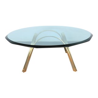 Dunbar Vintage Brass and Glass Coffee Table For Sale