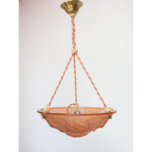 Art Deco Style Ceiling Lamp in Pink Glass, 1930s-1940s For Sale - Image 9 of 9