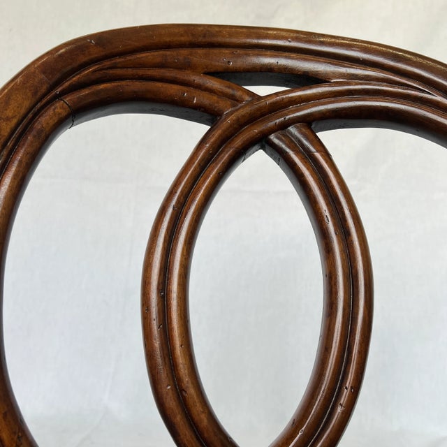 Wood 1990s Traditional Italian Wood and Leather Seat Side Chairs - a Pair For Sale - Image 7 of 11