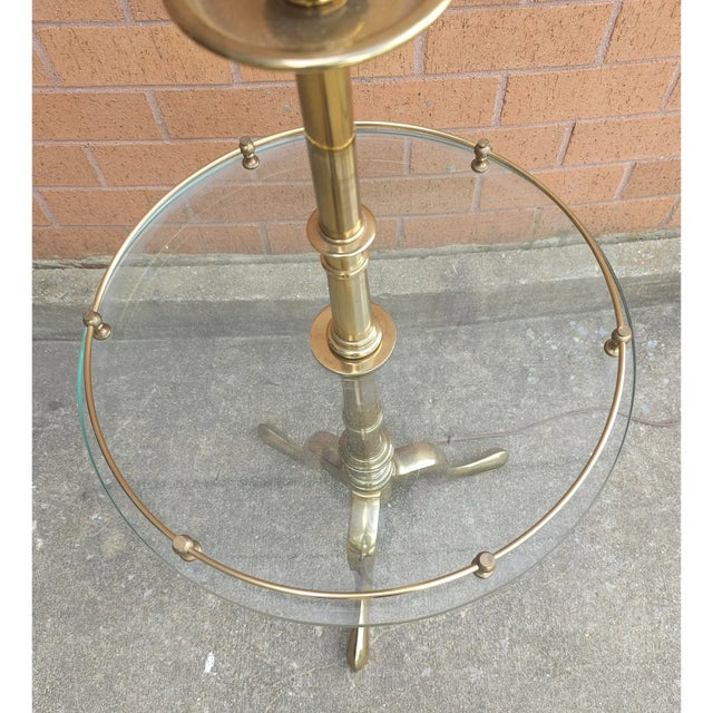 Brass Mid Century Stiffel Tri-Leg Brass & Glass Table Floor Lamp Vintage For Sale - Image 8 of 8