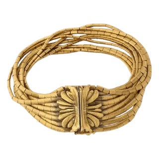 18kt Gold 9 Strand Spaghetti Link Bracelet For Sale