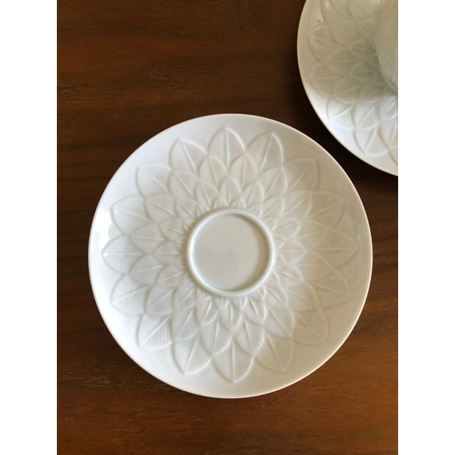 Contemporary J.L. Cocquet Limoge Porcelain Tea Cups With Saucers - Service for 3 For Sale - Image 3 of 8