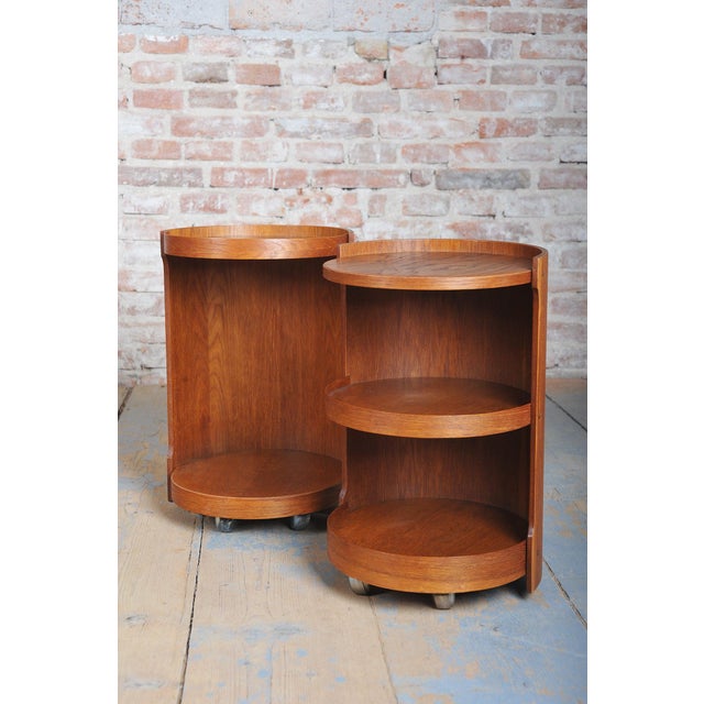 Brown Mid-Century Modern Nesting Tables in Oak and Smoked Glass, Czech, 1960s, Set of 5 For Sale - Image 8 of 11