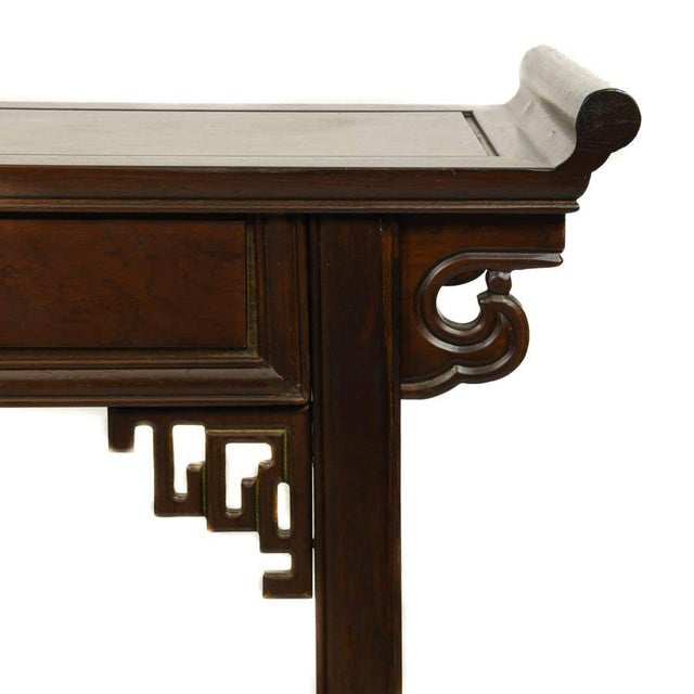 Wood Chinese Hardwood Two-Drawer Altar Console Table With Brass Pulls For Sale - Image 7 of 7