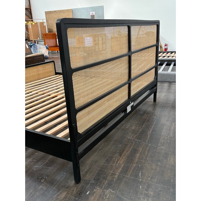 Wood Eastern King Williams Sonoma for West Elm Ida Woven Bed For Sale - Image 7 of 12