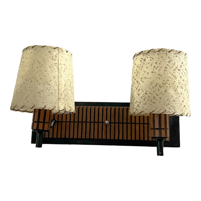 Walnut Mid-Century Danish Modern Gruvewood Wall Light. For Sale