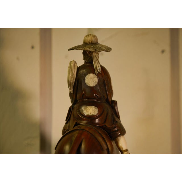 Brown Japanese Wood Carving Sculpture, 1950s For Sale - Image 8 of 11