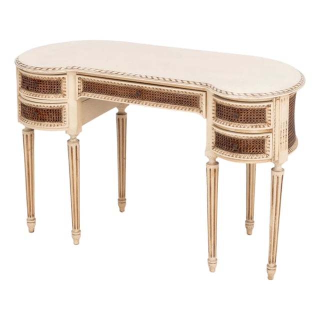 Louis XVI Style Cream Painted Kidney Shaped Desk For Sale