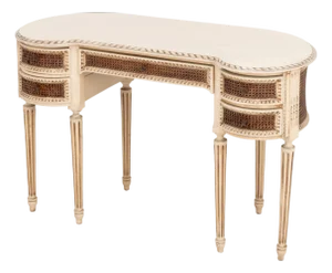 Louis XVI Style Cream Painted Kidney Shaped Desk