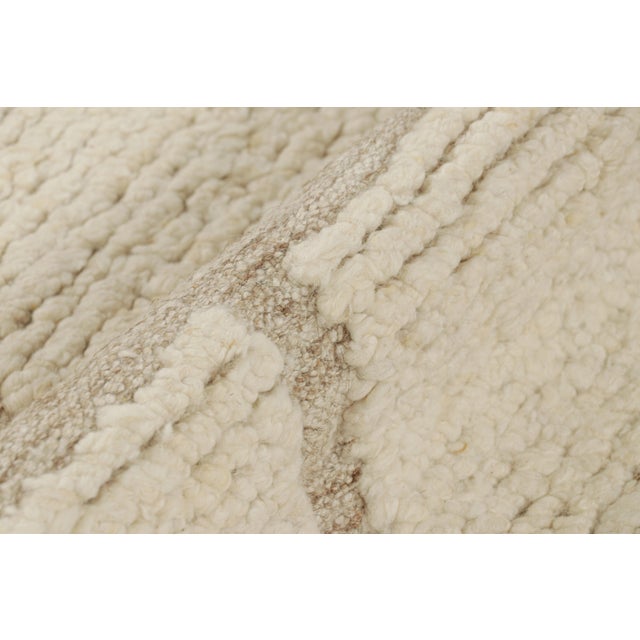 Rug & Kilim’s Modern Rug with Cream High-Low Geometric Patterns - 13x18 For Sale In New York - Image 6 of 7