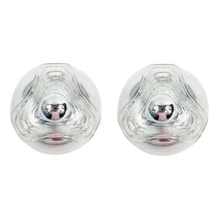 Glass Wave/Futura Wall Lamps by Koch & Lowy for Peill & Putzler, Germany, 1970s, Set of 2 For Sale