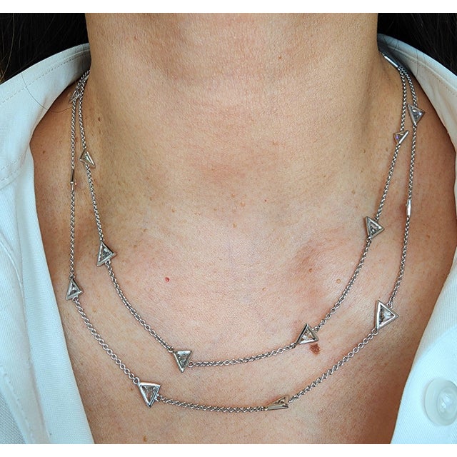 Modern 9.48 Ct Trillion Diamond by the Yard Necklace For Sale - Image 3 of 9