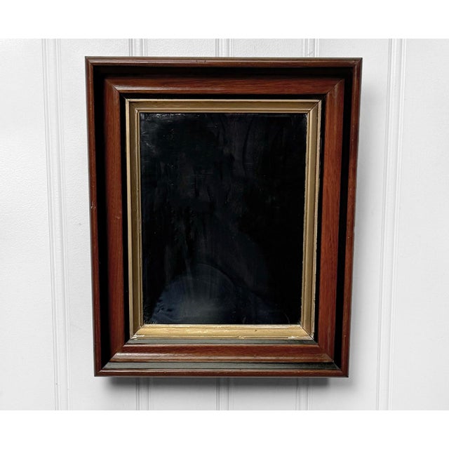 - Original Early 20th Century Solid Mahogany Mirror - Satin Finish with Gilded & Ebonized Accenting - Deep Dimensional...