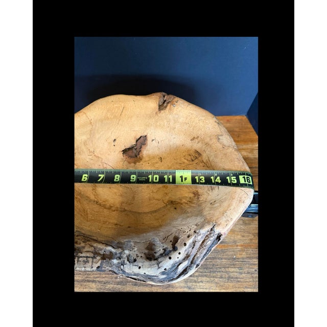 Live Edge Cherry Burl Wood Bowl Hand Crafted 16.25” X 14.5” X 7.75” Wv Basin For Sale - Image 11 of 12