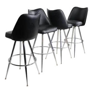 Set of Four Mid Century 1970's Bar Height Swivel Stools by Wilmor