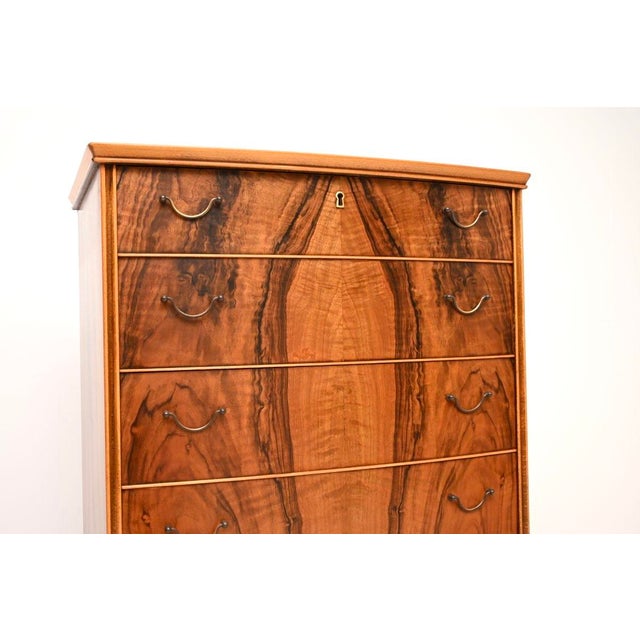 Wood Vintage Danish Walnut and Brass Chest of Drawers, 1960s For Sale - Image 7 of 11