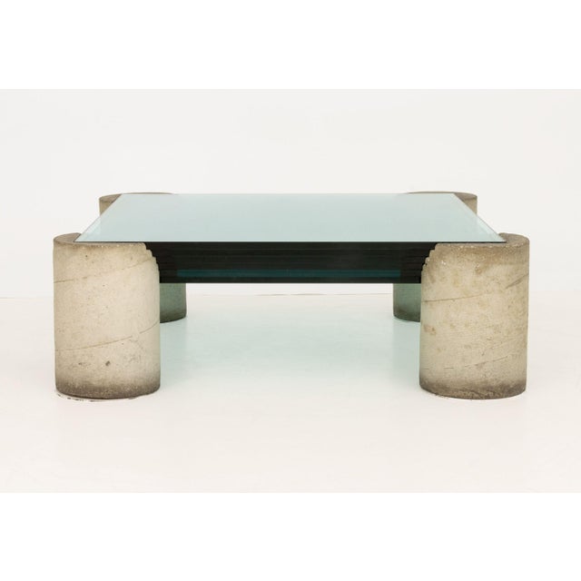 Modern Modernist Graduated Glass Top and Concrete Coffee Table For Sale - Image 3 of 12