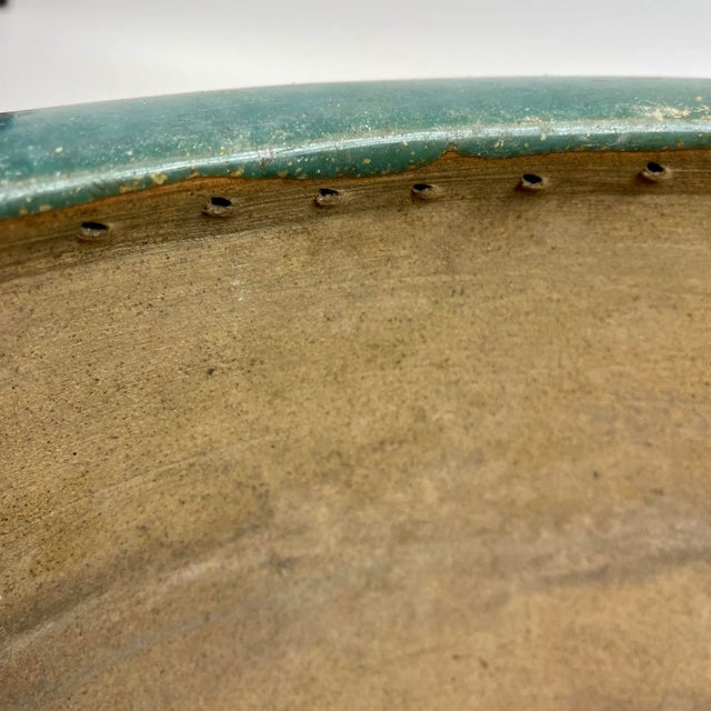 Teal 19th Century Teal Colored Large Ceramic Planter Bowl For Sale - Image 8 of 11