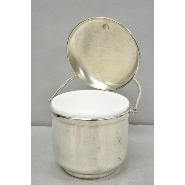 Vintage Art Deco Silver Plated Reticulating Hinge Lidded Bar Ice Bucket For Sale - Image 13 of 15
