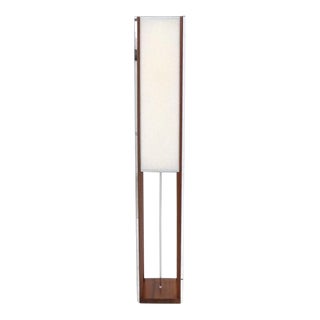 Walnut Square Tower Shape Mid-Century Modern Floor Lamp For Sale