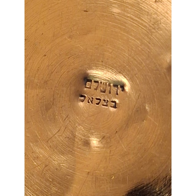 Antique Bezalel Jerusalem Sterling Silver Kiddush Cup Saucer Plate Judaica 925 For Sale - Image 13 of 14