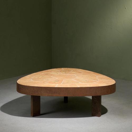 Shaped Coffee Table with Ceramic Tiles and Steel Frame from Barrois, France, 1960s For Sale - Image 4 of 11