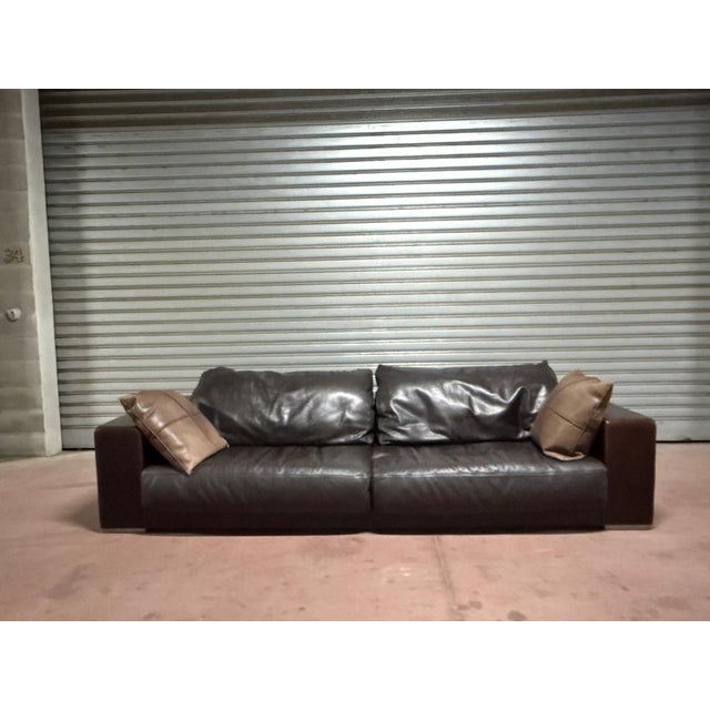 Brown Three and Two-Seater Leather Sofas from Baxter, 1980, Set of 2 For Sale - Image 8 of 14