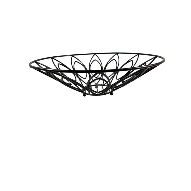 Incredibly cool black metal wire, large bowl and a very cool pattern excellent as a fruit ball or just a decorator piece