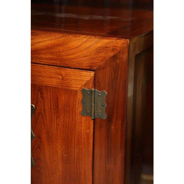 Shanxi Style Elmwood Bedside Cabinet With Traditional Brass Hardware Circa 1900 For Sale - Image 9 of 11