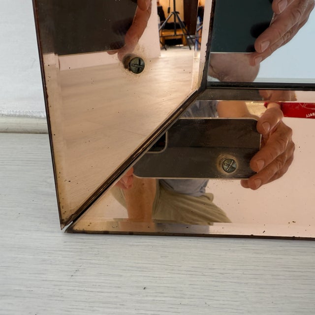 Glass French Art Deco Pink Mirror, 1930s For Sale - Image 7 of 11