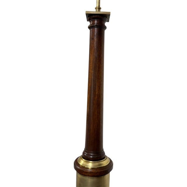 1970s Hollywood Regency Table Lamp in Mahogany and Brass, England, 1970s, Set of 2 For Sale - Image 5 of 9