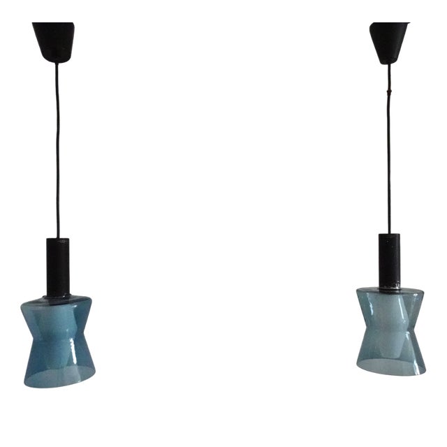 K2-135 Lamps in Blue Glass by Tapio Wirkkala for Idman, 1960s, Set of 2 For Sale