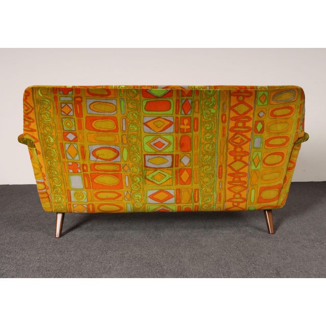 Scandinavian Folke Ohlsson Teak Settee in Jack Lenor Larsen "Caravan" Velvet For Sale In New York - Image 6 of 18
