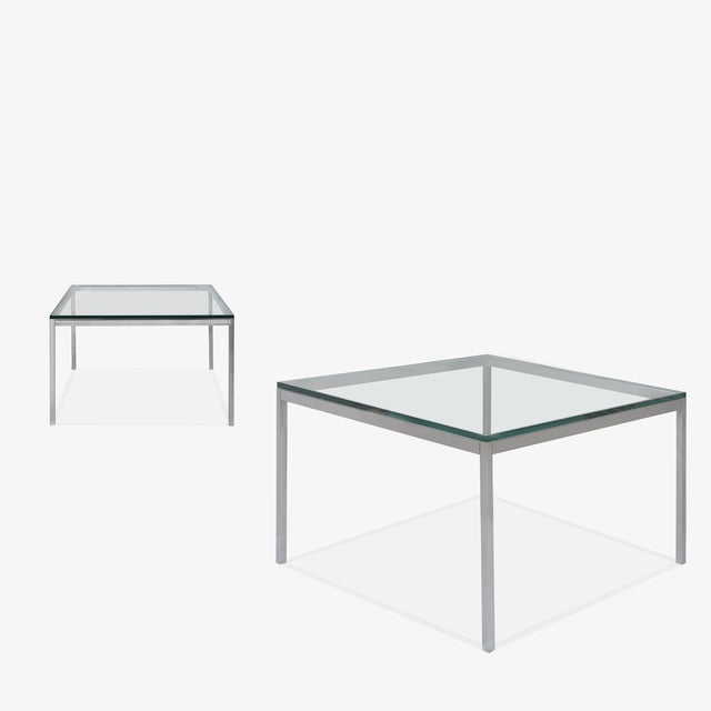 Florence Knoll for Knoll Glass and Chrome Coffee End Tables a Pair