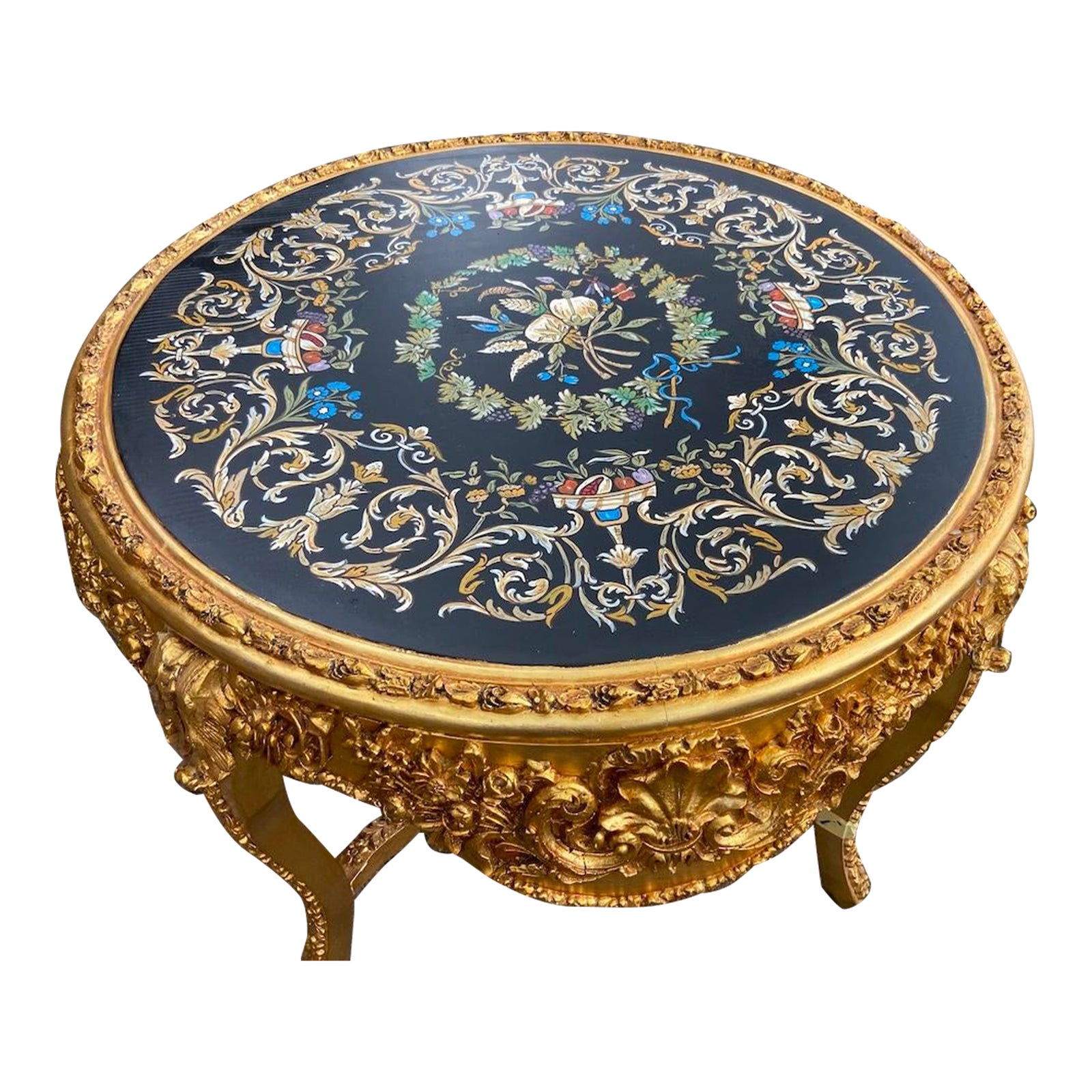Late 20th Century Opulent Italian Baroque/Rococo Gold Leaf Dining Table ...